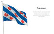 Isolated waving flag of Friesland is a province Netherlands