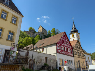 Wall Mural - church and castle Pottenstein in Franconian Switzerland, Bavaria Germany