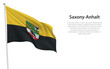 Isolated waving flag of Saxony-Anhalt is a state Germany
