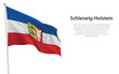 Isolated waving flag of Schleswig-Holstein is a state Germany