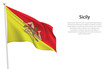 Isolated waving flag of Sicily is a region Italy