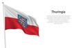 Isolated waving flag of Thuringia is a state Germany