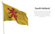 Isolated waving flag of South Holland is a province Netherlands