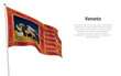 Isolated waving flag of Veneto is a region Italy