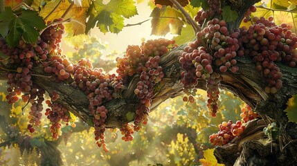 Wall Mural - A big and high grapes vine strong tree UHD wallpaper