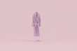 Purple Bathrobe isolated on pink background. Soft classic clothes for spa, bathhouse, pool or sauna. 3d render
