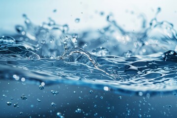 Detailed blue water surface texture with ripples and bubbles - top view for organic liquid textures