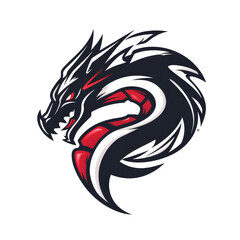 Wall Mural - Fierce dragon emblem with red accents