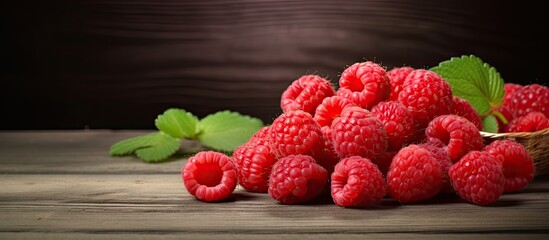 Poster - A light background showcases delicious ripe red raspberry berries leaving ample space for additional elements in the image