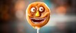 Halloween themed lollipop featuring a humorous monster face Copy space image