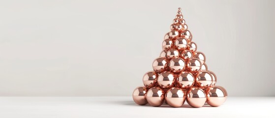 Wall Mural - Tree made of copper balls on white background. Conceptual 3D rendering.