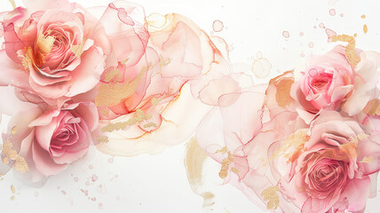 Wall Mural - abstract watercolor and alcohol floral ink effect, elegant flower petal for wedding background