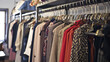 Clothes racks in a chic boutique showcase stylish women's clothing, attracting fashion-forward shoppers to try on the latest trends.