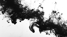 Black Ink In Water On A White Background. Abstract Background For Brochure, Advertisements, Presentation, Web And Other Graphic Designer Works