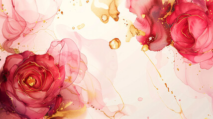 Wall Mural - abstract watercolor and alcohol floral ink effect, elegant flower petal for wedding background