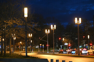 Canvas Print - Strasse in Frankfurt, nachts