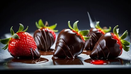 Wall Mural - Chocolate covered strawberries dessert