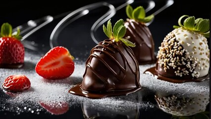 Wall Mural - Chocolate covered strawberries dessert