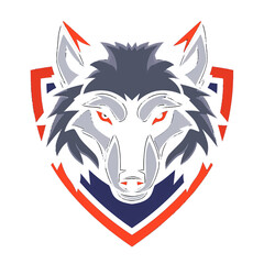 Wall Mural - Fierce wolf emblem with a steely gaze