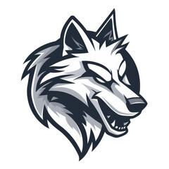 Wall Mural - Fierce wolf head mascot in monochrome
