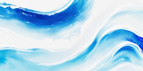 Wall Mural - abstract soft blue and white abstract water color ocean wave texture background .Fluid blue ocean wave layer Tsunami wave background in flat cartoon style. Big blue tropical water splash.