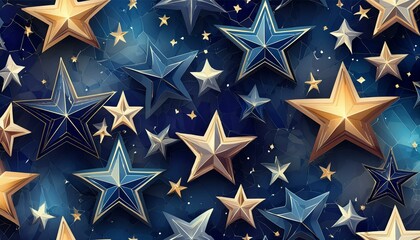 Wall Mural - Magic starry night. Seamless vector pattern with stars texture marble.