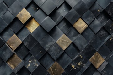 Wall Mural - elegant abstract geometric pattern in a luxurious combination of black and gold