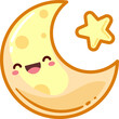 illustration of a happy cartoon moon and star