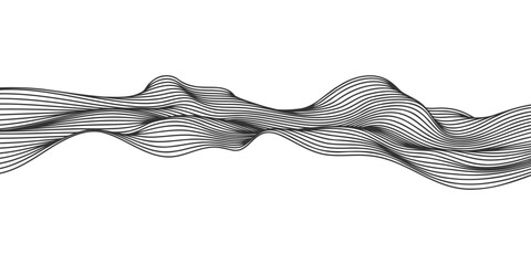 Wall Mural - Abstract vector wavy lines flowing smooth curve black gradient color on transparent background in concept of luxury, technology, science, music, modern.