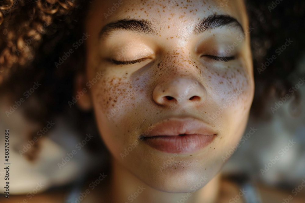 Relaxed yoga person meditating outdoors feel connection harmony with nature illustration made with Generative AI