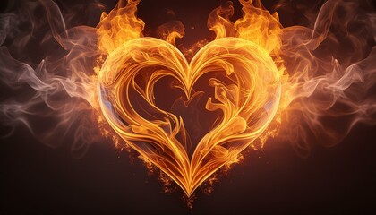 Wall Mural - heart in fire