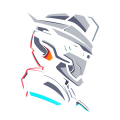 Wall Mural - Futuristic warrior profile with glowing visor