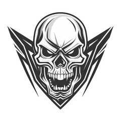 Wall Mural - Gritty skull with stylized wings dark and edgy emblem
