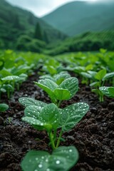 Wall Mural - Fragile green bean sprout farmland