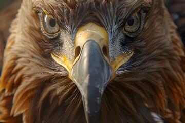 Canvas Print - AI generated illustration of a close-up of a giant bird's face in focus