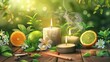 Aromatherapy Candles and Diffusers with Scented Vapor and Key Ingredients Illustrations
