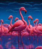 Fototapeta Motyle - Large group of flamingos