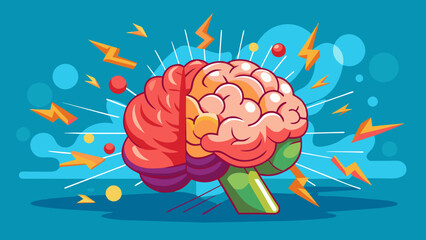 Energetic Brain Explosion - bursting with energy, symbolizes creativity, ideas, and intelligence