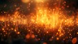 A metaphorical representation of an amber field where ideas or dreams are visualized as glowing embers, each one burning brightly and slowly fading into the amber background.