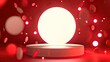 Illuminated Elegance: White Ball Glowing Amidst Red Lights