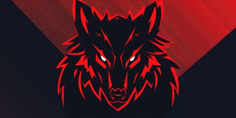 A red and black wolf head logo with a red background AIG51A.