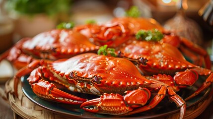 Wall Mural - Red crabs on a plate