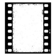 Vertical grunge movie film strip, retro cinema filmstrip frame, vector background. Photo camera or photograph film strip with grunge texture, black and white movie or photo cinematography filmstrip