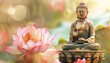 Meditating Buddha statue with lotus flower - ai generative