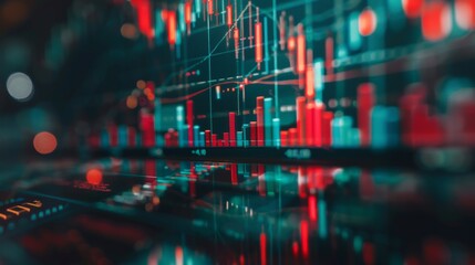 Aufkleber - Stock market graph trading analysis investment financial, stock exchange financial or forex graph stock chart graph business crisis crash loss and grow up gain and profits win up trend growth money