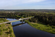 Beautiful aerial view of the bridge over the Neris river in Lithuania