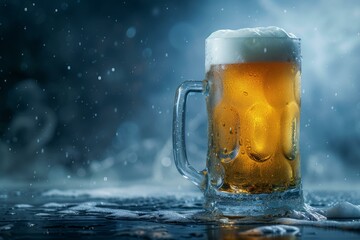 Wall Mural - Beer cold. Food drink mug. Generate Ai