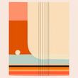 AI generated illustration of contemporary Swiss art with linear and curved elements