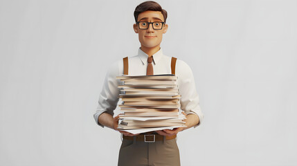 Canvas Print -  Financial accountant holding a pile of papers