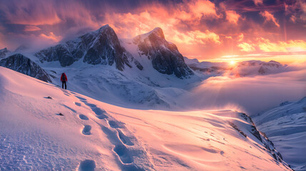 Wall Mural - sunset in the mountains